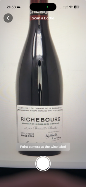 Pointing the camera at a wine bottle label
